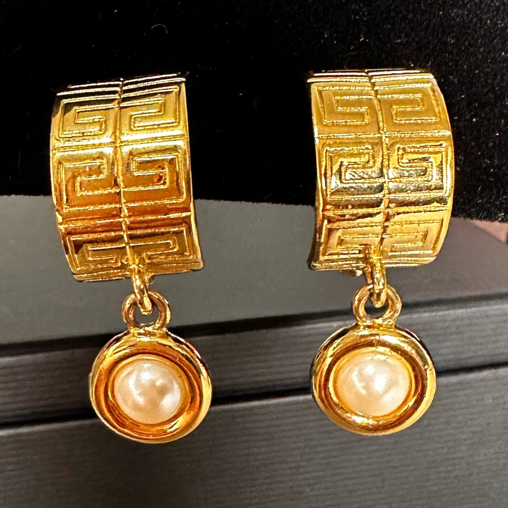 Vintage Givenchy Gold-Toned Pearl Drop Earrings